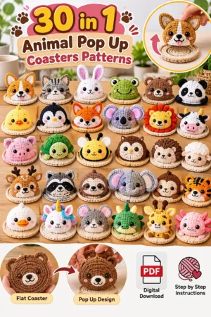 30 in 1 Animal Pop Up Coasters Patterns