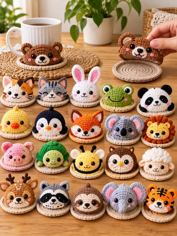 3fc4eeda-8eac-490c-b80f-04ce22f80082 30 in 1 Animal Pop Up Coasters Patterns