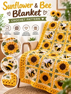 Sunflower & Bee Blanket Crochet Pattern